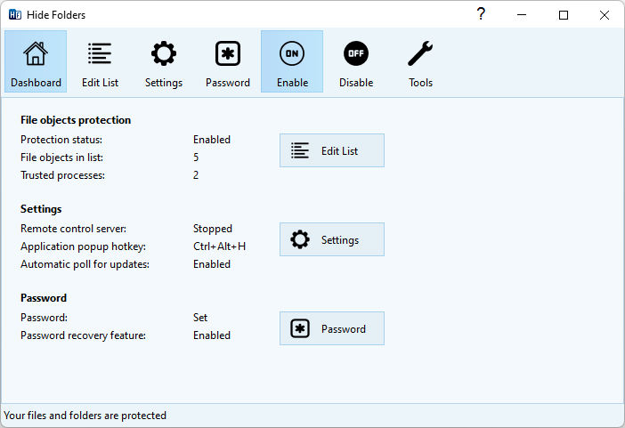 Hide Folders 主界面截图